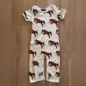 MILKBARN Horse Print Toddler Short Sleeve Snap Pajamas